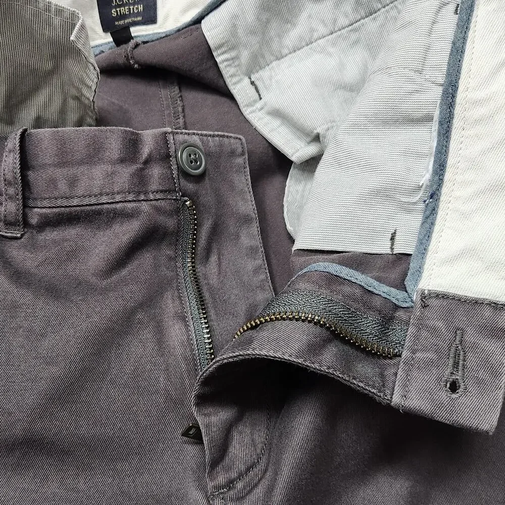 J CREW Pants Mens 34x32 Gray Stretch Chino Flat Front Straight Leg Casual